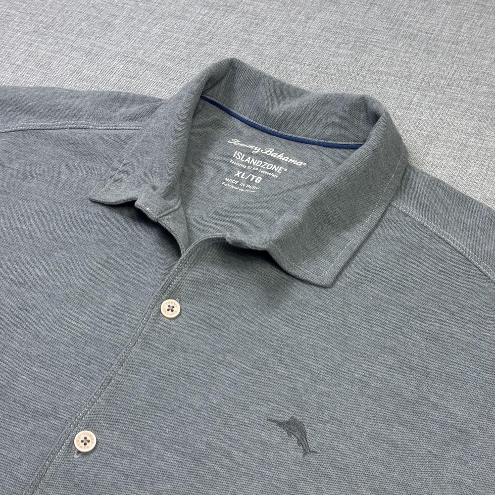 Tommy Bahama IslandZone Loop Collar Camp Shirt Mens XL Gray Button-Up